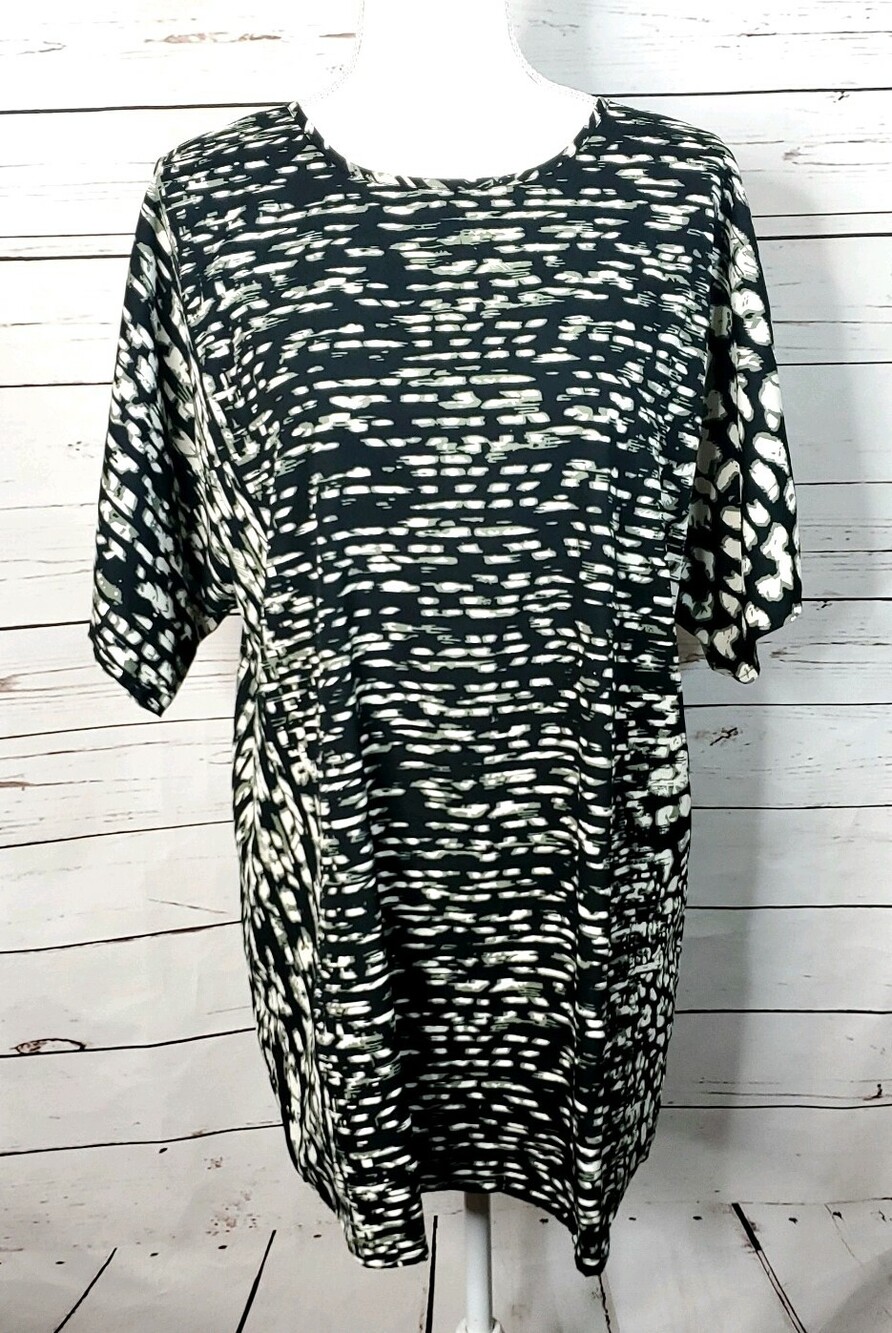 Band Of Gypsies Abstract Black Ivory Shirt Dress Tunic Size Xsmall/small